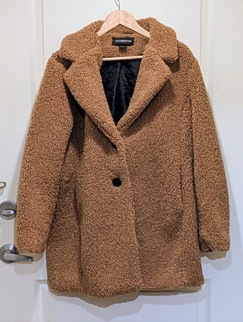 EUC Liz Claiborne Outerwear L Brown Super Plush Teddy Coat